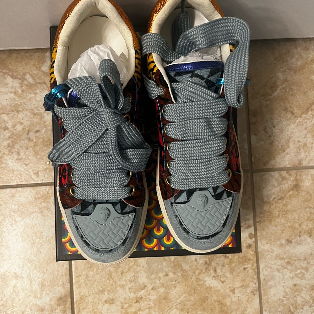 Kurt Geiger Multicolor Patterned Low-Top Sneakers with Gray Accents